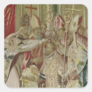 Pegatina Cuadrada La coronación de Charles V