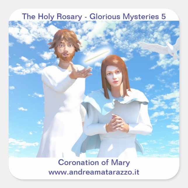 Pegatina Cuadrada La coronación de María (Anverso)