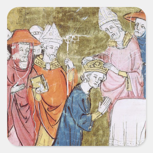 Pegatina Cuadrada La coronación del emperador Charlemagne (Anverso)