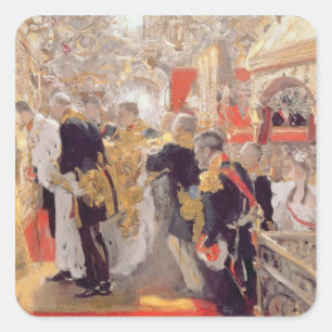 Pegatina Cuadrada La coronación del emperador Nicolás II
