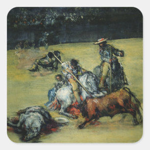 Pegatina Cuadrada La corrida, c.1825 (aceite en lona)
