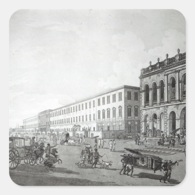 Pegatina Cuadrada La Corte Mayor y el edificio de escritores (Anverso)