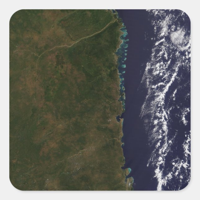 Pegatina Cuadrada La costa de Mozambique (Anverso)