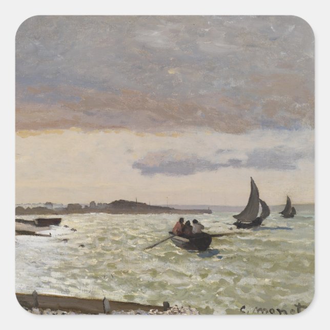 Pegatina Cuadrada La costa de Sainte-Adresse, 1864 (Anverso)