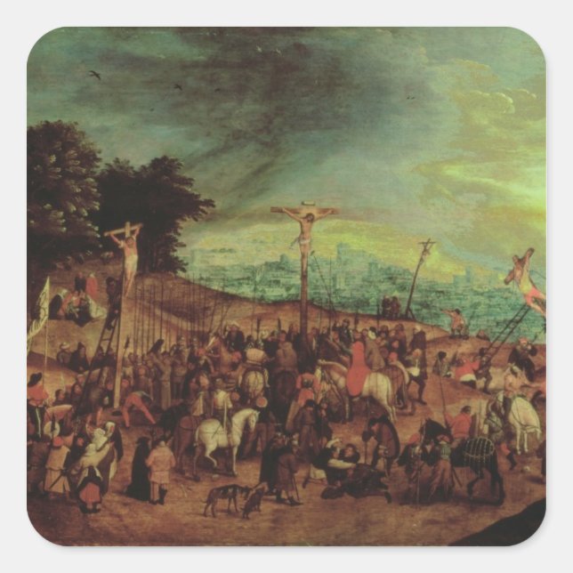 Pegatina Cuadrada La crucifixión (Anverso)