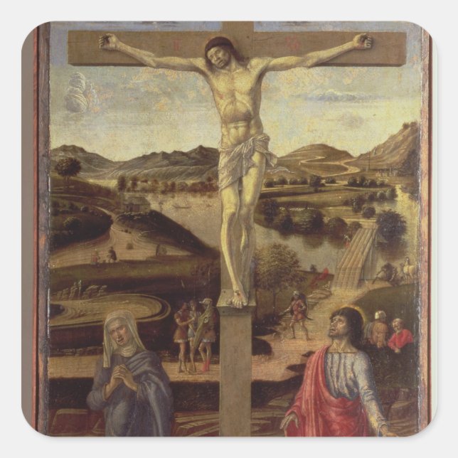Pegatina Cuadrada La crucifixión, c.1455 (Anverso)
