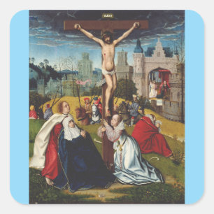 Pegatina Cuadrada La Crucifixión de Jesús por Jan Provost 
