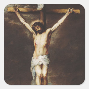 Pegatina Cuadrada La Crucifixión por Bartolome Esteban Murillo