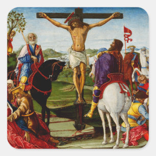 Pegatina Cuadrada La Crucifixión por Benvenuto di Giovanni