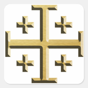 Pegatina Cuadrada La Cruz de Jerusalén - Edición con biselado de oro