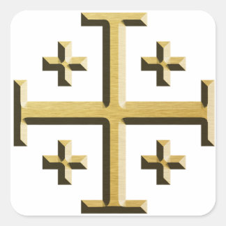 Pegatina Cuadrada La Cruz de Jerusalén - Edición con biselado de oro