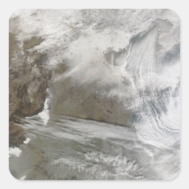 Pegatina Cuadrada La cubierta de nieve rodea a Bo Hai (Anverso)