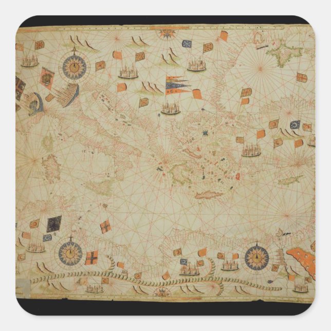 Pegatina Cuadrada La cuenca mediterránea entera (Anverso)