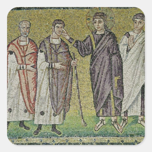 Pegatina Cuadrada La curación de dos ciegos de Jericó (Anverso)