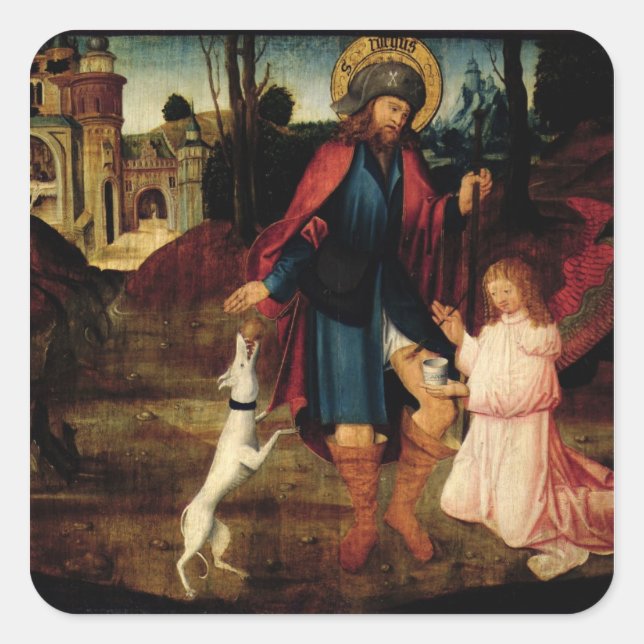 Pegatina Cuadrada La curación de Saint Roch (Anverso)