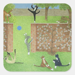 Pegatina Cuadrada La custodia en unos toca con la punta del pie