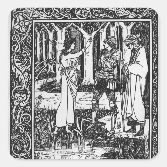 Pegatina Cuadrada La Dama del Lago Telleth Arthur (Anverso)
