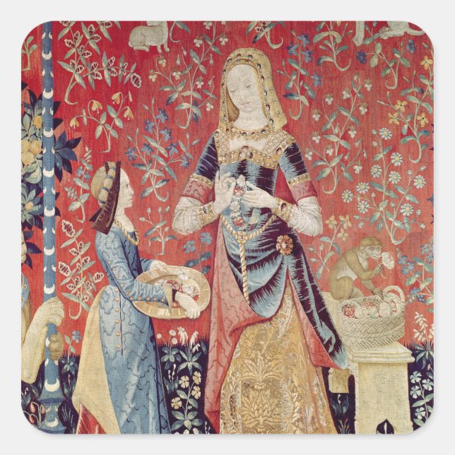 Pegatina Cuadrada La Dama y la Unicornio: 'Olor' (Anverso)