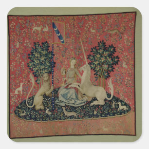 Pegatina Cuadrada La Dama y la Unicornio: 'Vista'