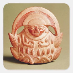 Pegatina Cuadrada La deidad agrícola inca con la cabeza en la luna