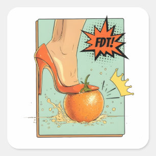 Pegatina Cuadrada La democracia no tiene reyes USA Protesta american