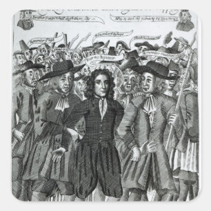 Pegatina Cuadrada La detención del juez Jeffreys 1689