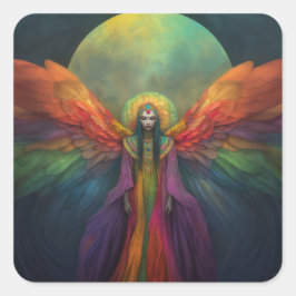 Pegatina Cuadrada La diosa arcoiris celestial Ángel Spirit Guide Art