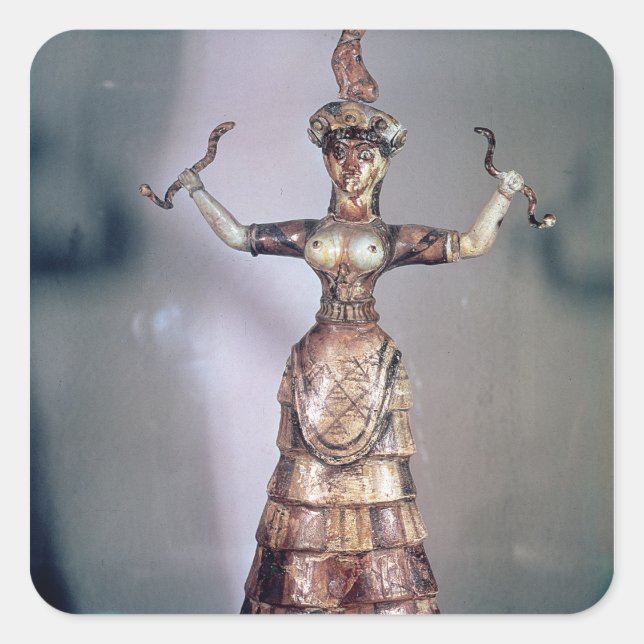 Pegatina Cuadrada La diosa de los serpientes (Anverso)