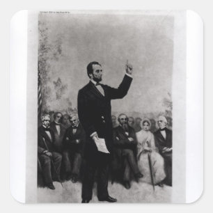 Pegatina Cuadrada La dirección de Lincoln en Gettysburg, 1895