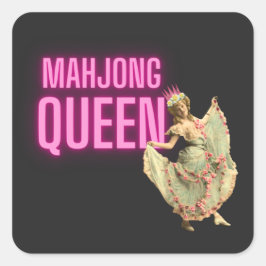 Pegatina Cuadrada La divertida vendimia Mahjong Queen