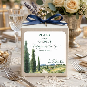Pegatina Cuadrada La Dolce Vita Fiesta de Compromiso Elegante