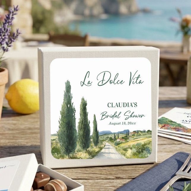 Pegatina Cuadrada La Dolce Vita Italian View Bridal Shower (Subido por el creador)