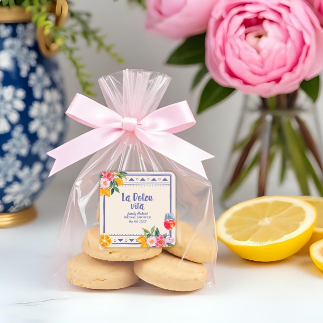 Pegatina Cuadrada La Dolce Vita Lemon Italiano Bridal Shower Favor (Subido por el creador)