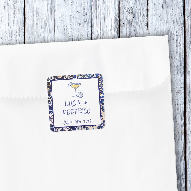 Pegatina Cuadrada La Dolce Vita mediterráneo azulejos azules italian (Subido por el creador)