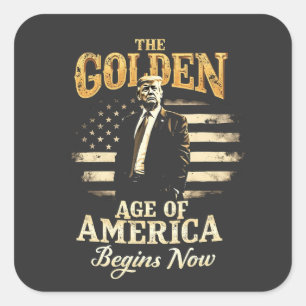 Pegatina Cuadrada La Edad de Oro de los Estados Unidos está comenzan