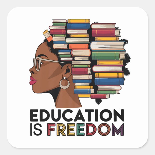 Pegatina Cuadrada La educación es libertad (Anverso)