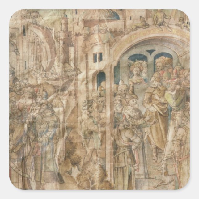 Pegatina Cuadrada La embajada de Antenor en Grecia y el fallo de P (Anverso)