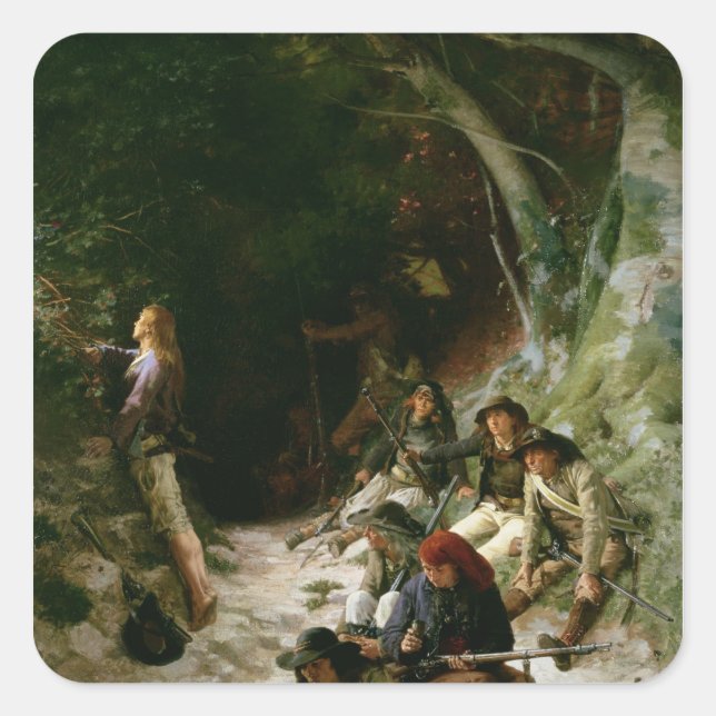 Pegatina Cuadrada La emboscada (Anverso)