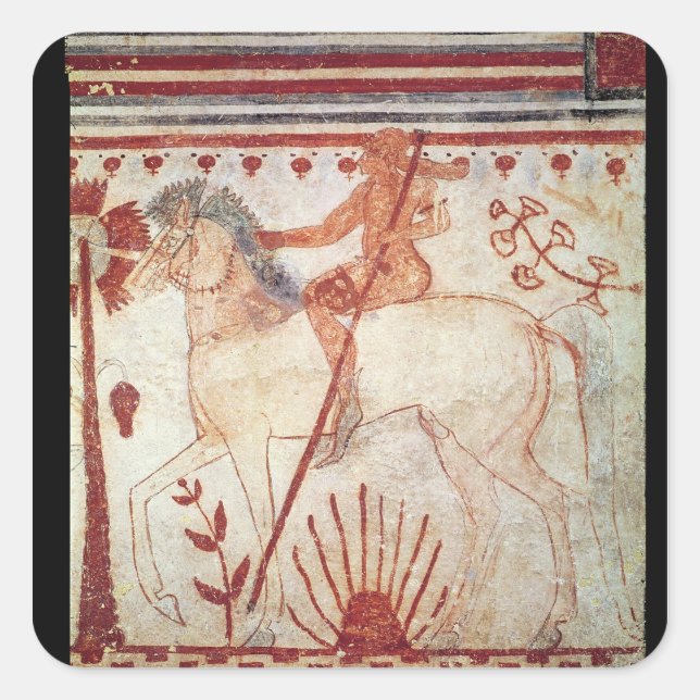 Pegatina Cuadrada La emboscada del príncipe troyano Troilus (Anverso)