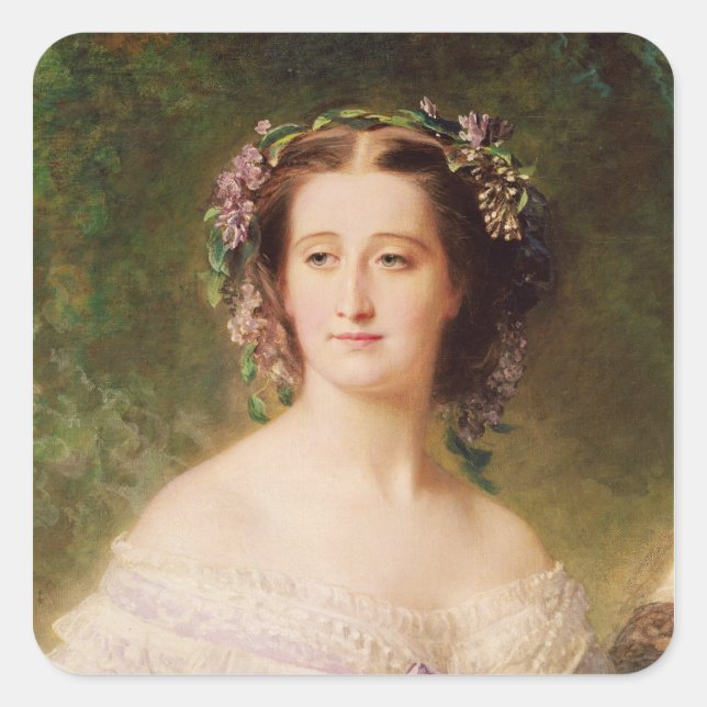 Pegatina Cuadrada La emperatriz Eugenie y sus damas en espera (Anverso)