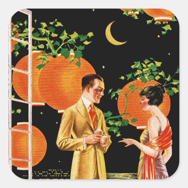 Pegatina Cuadrada La empresa inglesa Woolen Mills (Anverso)