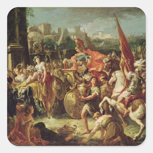 Pegatina Cuadrada La entrada de Alejandro Magno (Anverso)