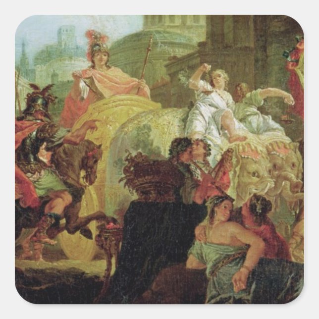 Pegatina Cuadrada La entrada de Alejandro Magno (Anverso)