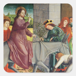 Pegatina Cuadrada La entrada de Cristo a Jerusalén