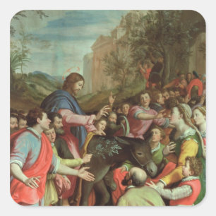 Pegatina Cuadrada La entrada de Cristo en Jerusalén