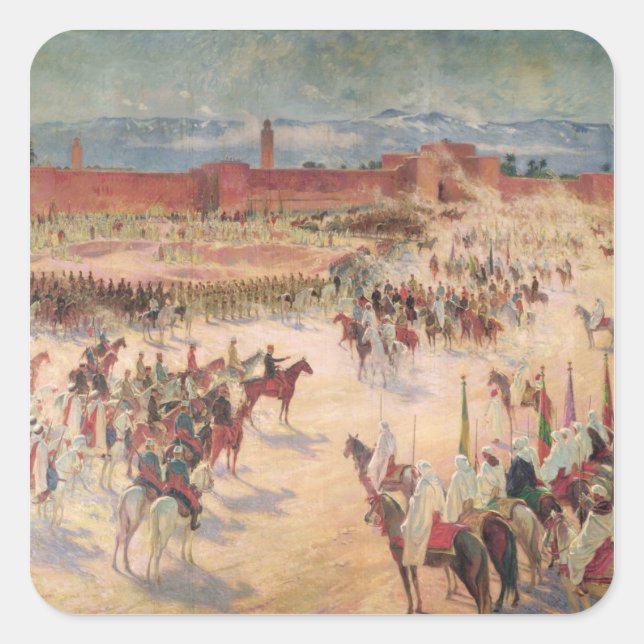 Pegatina Cuadrada La entrada del General Lyautey y del General Mangi (Anverso)