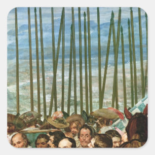 Pegatina Cuadrada La entrega de Breda, detalle de soldados