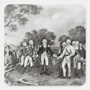 Pegatina Cuadrada La entrega de general Burgoyne Saratoga