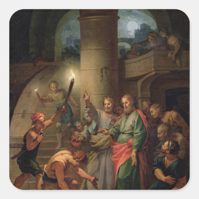 Pegatina Cuadrada La entrega de San Pablo y San Bernabé (Anverso)