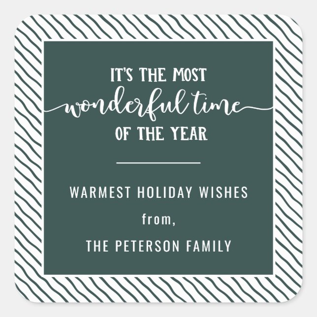 Pegatina Cuadrada La Época Más Maravillosa Del Año Verde (Anverso)